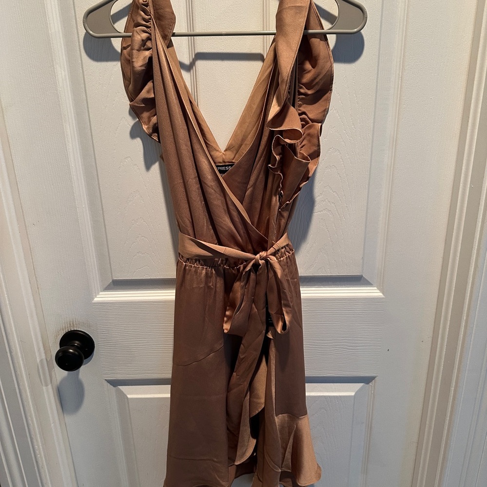 Express Brown Wrap Dress